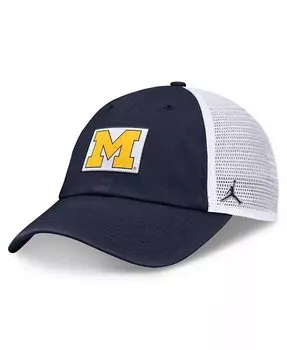 Мужская регулируемая шляпа темно-синего/белого цвета Michigan Wolverines Primetime Club Trucker Jordan, синий