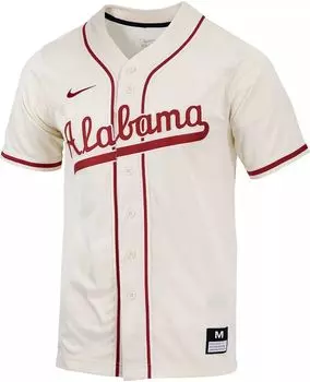 Мужская реплика бейсбольной майки на пуговицах Nike Alabama Crimson Tide Cream с полной пуговицей