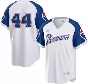 Мужская реплика Nike Atlanta Braves Cooperstown Hank Aaron # 44, белая крутая базовая майка