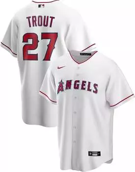 Мужская реплика Nike Los Angeles Angels Mike Trout #27, белая крутая базовая майка