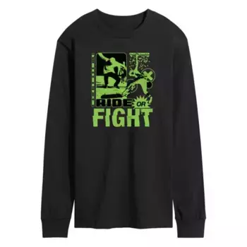 Мужская ретро-футболка с длинным рукавом и принтом скейтбординга Ride or Fight Licensed Character, черный