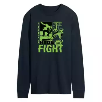 Мужская ретро-футболка с длинным рукавом и принтом скейтбординга Ride or Fight Licensed Character, синий