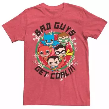 Мужская рождественская футболка DC Comics «Лига справедливости Bad Guys Get Coal» Licensed Character