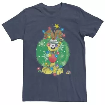 Мужская рождественская футболка Garfield Odie Lights Licensed Character, цвет Navy Heather