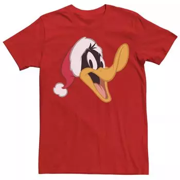 Мужская рождественская футболка Looney Tunes с большим лицом Санта Даффи Дак Licensed Character