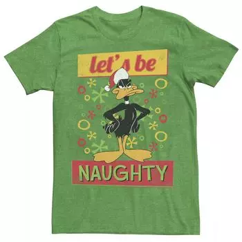 Мужская рождественская футболка Looney Tunes с портретом Даффи Дак Let's Be Naughty Licensed Character