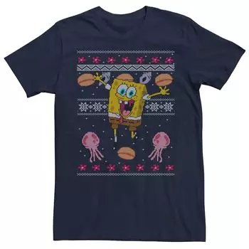 Мужская рождественская футболка с медузой Nickelodeon SpongeBob SquarePants Licensed Character, синий