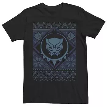 Мужская рождественская футболка с символом Marvel Black Panther синего оттенка Licensed Character
