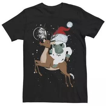Мужская рождественская футболка Yeti Riding Rudolf Reindeer Licensed Character