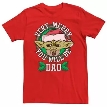 Мужская рождественская футболка Yoda Merry You Will Be Dad Licensed Character