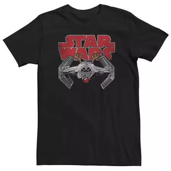 Мужская рождественская футболка «Звездные войны Рудольф TIE Fighter» Licensed Character, черный