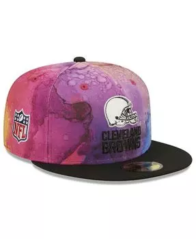 Мужская розовая, черная приталенная шляпа Cleveland Browns 2022 NFL Crucial Catch 59FIFTY New Era