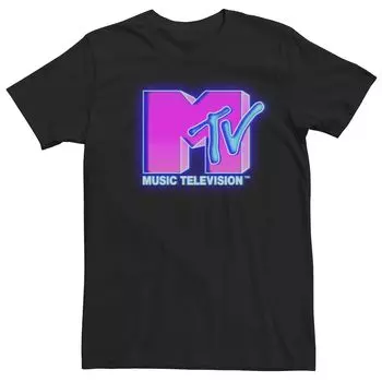 Мужская розовая футболка с короткими рукавами и логотипом MTV в неоновом свете Licensed Character
