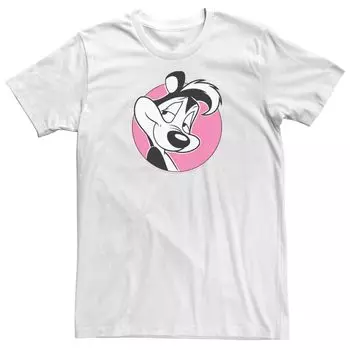 Мужская розовая футболка с портретом в форме круга Looney Tunes Pepe Le Pew Licensed Character