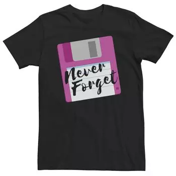 Мужская розовая футболка с рисунком дискеты Never Forget Licensed Character