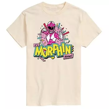 Мужская розовая футболка с рисунком Power Rangers Morphin Time Licensed Character, бежевый