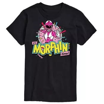 Мужская розовая футболка с рисунком Power Rangers Morphin Time Licensed Character, черный