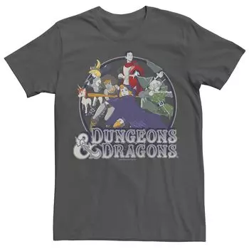 Мужская розовая футболка со значком группового снимка Dungeons And Dragons Licensed Character