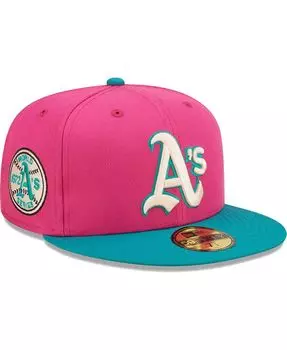 Мужская розовая и зеленая приталенная шляпа Oakland Athletics Cooperstown Collection 1972 World Series Passion Forest 59FIFTY New Era