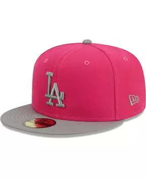 Мужская розовая кепка Los Angeles Dodgers в двухцветном цвете 59FIFTY приталенная шляпа New Era
