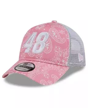 Мужская розовая регулируемая шляпа Alex Bowman 9FORTY A-Frame Trucker Paisley New Era, розовый