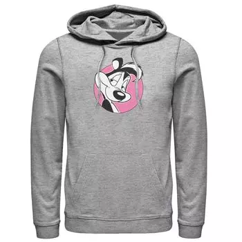 Мужская розовая толстовка с портретом в виде круга Looney Tunes Pepe Le Pew Licensed Character