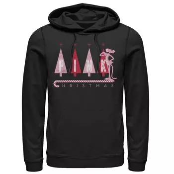 Мужская розовая толстовка с рисунком Pink Panther и рождественским портретом Licensed Character, черный