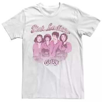 Мужская розовая женская футболка с потертостями и портретом Grease Licensed Character, белый