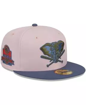 Мужская розово-синяя приталенная шляпа Oakland Athletics Olive Undervisor 59FIFTY New Era