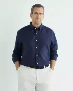 Мужская рубашка 100% лен спортивная классика больших размеров Emidio Tucci, темно-синий