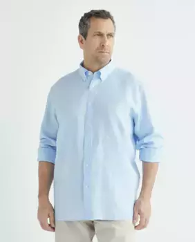 Мужская рубашка 100% лен спортивная классика больших размеров Emidio Tucci, светло-голубой