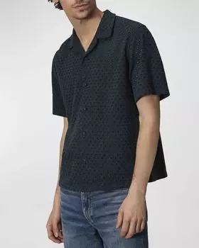 Мужская рубашка Avery из вискозного льна с жаккардовым ромбовидным узором Rag & Bone, цвет Salute