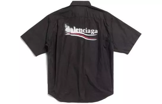 Рубашка мужская Balenciaga с логотипом на спине, черный