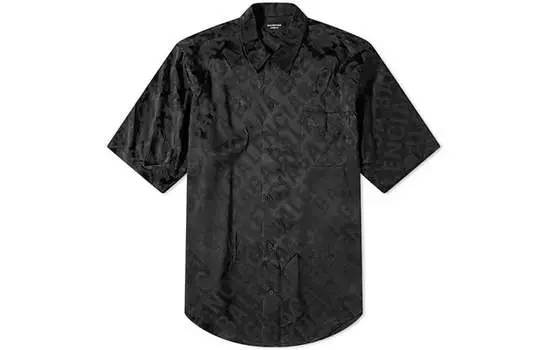Рубашка мужская Balenciaga с принтом в тон, черный
