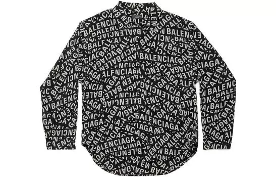 Рубашка мужская Balenciaga с плотным принтом, черный