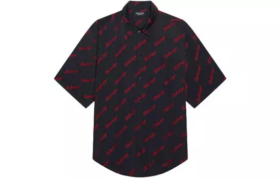 Рубашка мужская Balenciaga с логотипом, черный / красный