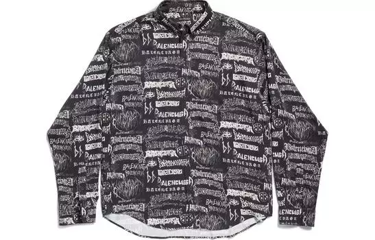 Рубашка мужская Balenciaga Logo-print, черный / белый