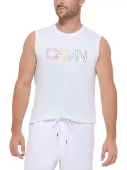 Мужская рубашка без рукавов Rainbow Collection белого цвета Calvin Klein