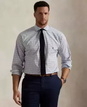 Мужская рубашка Big & Tall Tattersall из стрейч-поплина Polo Ralph Lauren, белый