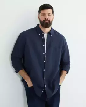 Мужская рубашка, большие размеры, однотонная, хлопчатобумажная ткань Dustin, тёмно-синий