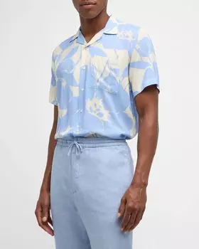 Мужская рубашка большого размера с цветочным принтом Canali, цвет Light Blue