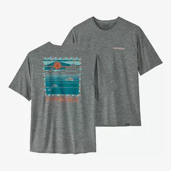 Мужская рубашка Capilene Cool на каждый день с рисунком - Waters Patagonia, цвет Summit Swell: Sleet Green X-Dye