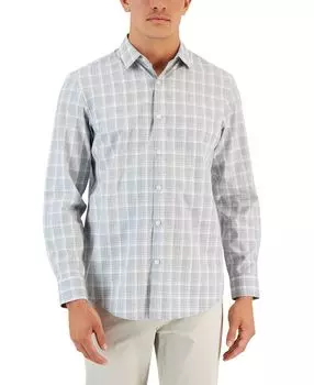 Мужская рубашка caro classic-fit в клетку с длинными рукавами и принтом, созданная для macy's Alfani, мульти