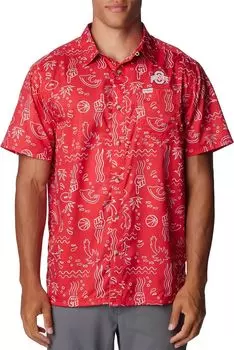Мужская рубашка Columbia на пуговицах Scarlet Scarlet, штат Огайо, штат Огайо