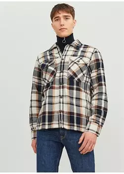 Мужская рубашка Comfort Fit Off-White 12235986_JJEEDDIE OVERSHIRT LS NOOS Jack & Jones, белый
