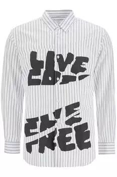 Мужская рубашка Comme Des Garcons с принтом Live Free Comme Des Garcons Shirt, белый