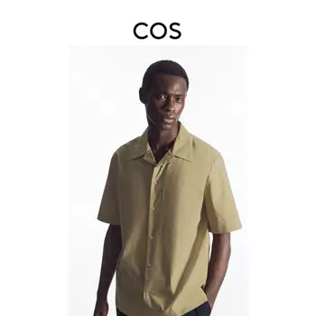 Мужская рубашка Cos с кубинским воротником, темно-бежевый