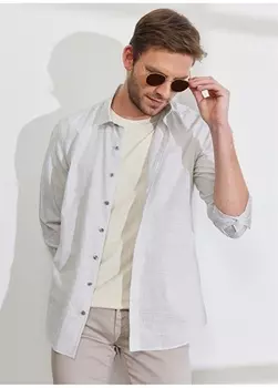 Мужская рубашка цвета хаки с классическим воротником Altnyldz Classic