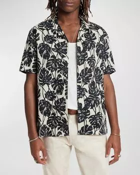 Мужская рубашка Danny Camp с принтом листьев John Varvatos, цвет China White