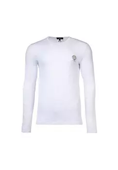 Мужская рубашка - длинный рукав, толстовка, круглый вырез, хлопок стрейч VERSACE, белый